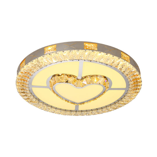 LED Crystal Ceiling Light Flush-Mount Fixture - Modern Chrome with Clear Inlaid Diamond/Flower/Star - Bedroom Lighting