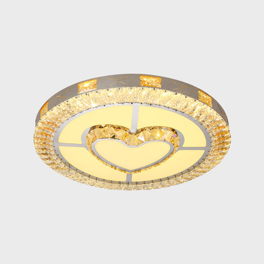 LED Crystal Ceiling Light Flush-Mount Fixture - Modern Chrome with Clear Inlaid Diamond/Flower/Star - Bedroom Lighting
