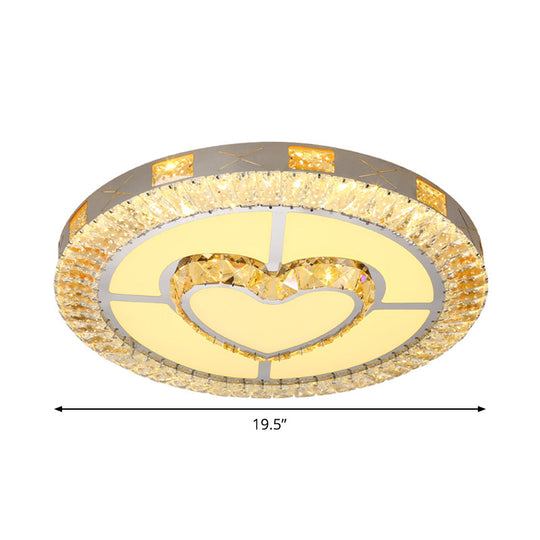 LED Crystal Ceiling Light Flush-Mount Fixture - Modern Chrome with Clear Inlaid Diamond/Flower/Star - Bedroom Lighting