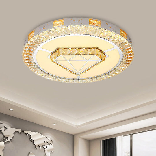 LED Crystal Ceiling Light Flush-Mount Fixture - Modern Chrome with Clear Inlaid Diamond/Flower/Star - Bedroom Lighting