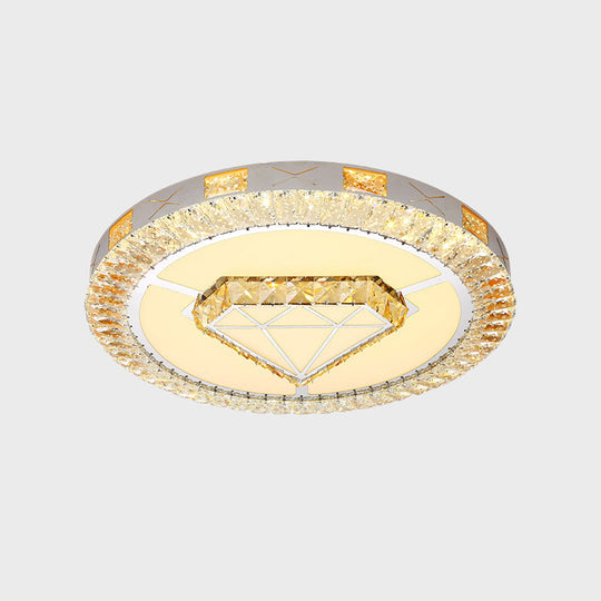 LED Crystal Ceiling Light Flush-Mount Fixture - Modern Chrome with Clear Inlaid Diamond/Flower/Star - Bedroom Lighting