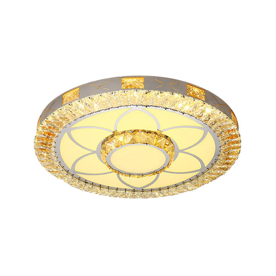 LED Crystal Ceiling Light Flush-Mount Fixture - Modern Chrome with Clear Inlaid Diamond/Flower/Star - Bedroom Lighting