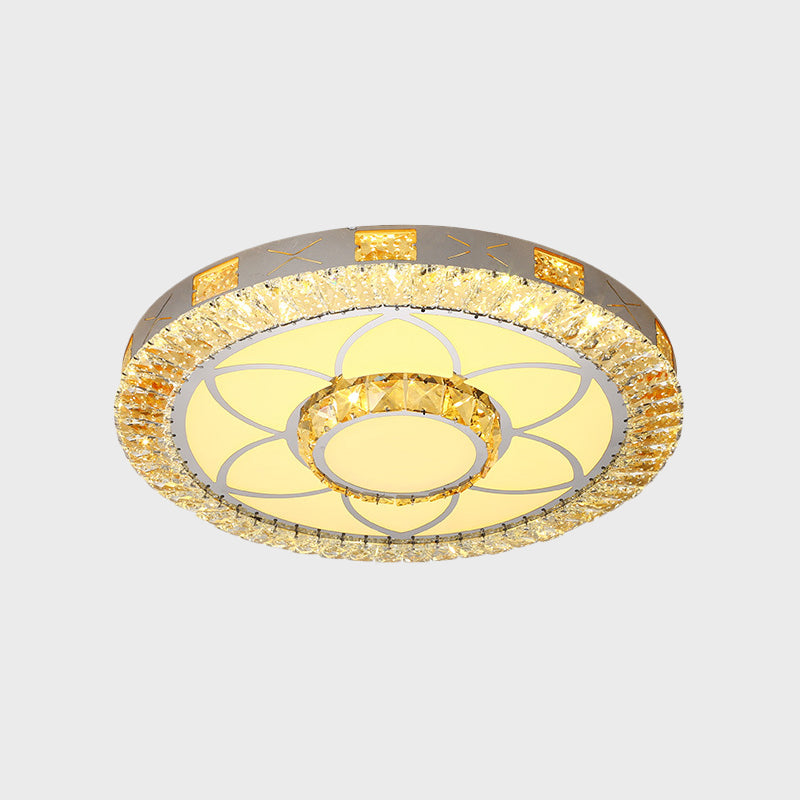 LED Crystal Ceiling Light Flush-Mount Fixture - Modern Chrome with Clear Inlaid Diamond/Flower/Star - Bedroom Lighting
