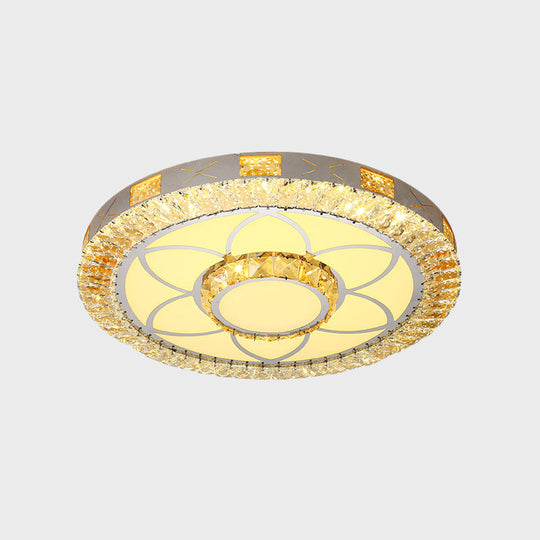 LED Crystal Ceiling Light Flush-Mount Fixture - Modern Chrome with Clear Inlaid Diamond/Flower/Star - Bedroom Lighting