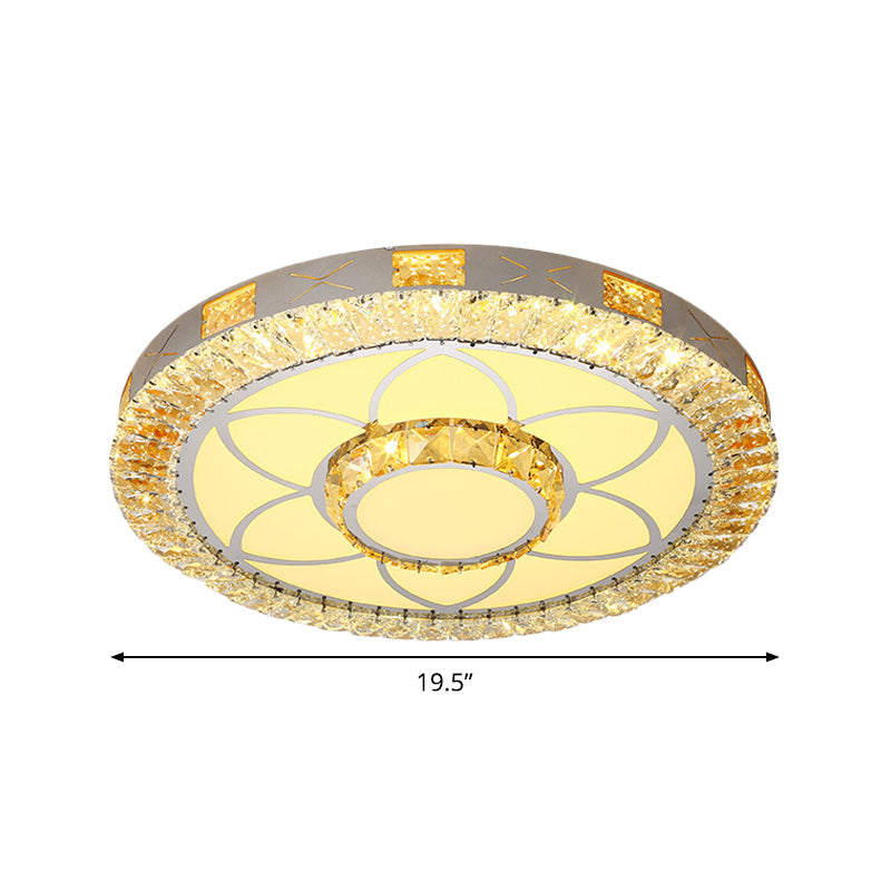 LED Crystal Ceiling Light Flush-Mount Fixture - Modern Chrome with Clear Inlaid Diamond/Flower/Star - Bedroom Lighting