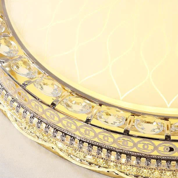 Lampe de plafond LED ronde en cristal européenne pour salon et chambre à coucher