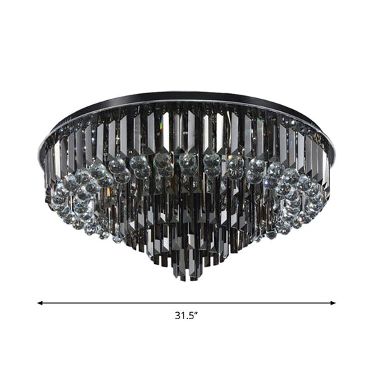 Modern LED Flushmount with Crystal Prisms Shade, Stainless-Steel Tapered Ceiling Lighting - 23.5"/31.5" Wide, Warm/White Light