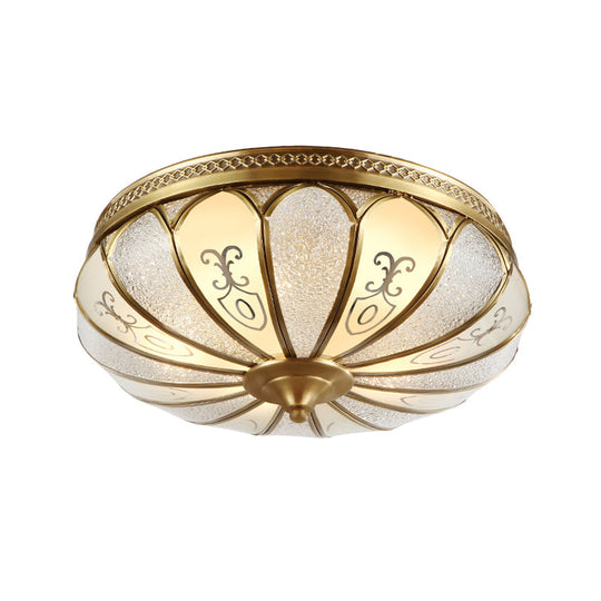 Lotus Frosted Glass Flush Mount Ceiling Light Fixture - Colonial Design Gold Finish 3/4/5 Heads