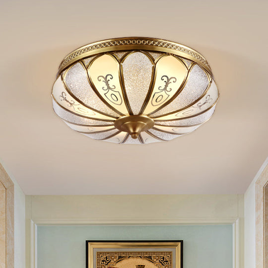 Lotus Frosted Glass Flush Mount Ceiling Light Fixture - Colonial Design, Gold Finish - 3/4/5 Heads - Ideal for Bedrooms
