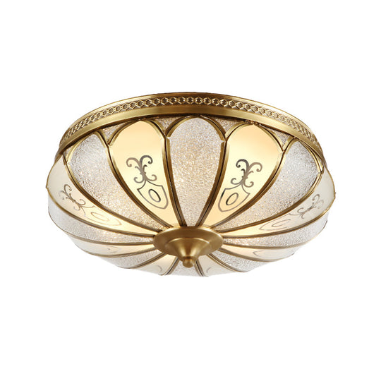 Lotus Frosted Glass Flush Mount Ceiling Light Fixture - Colonial Design, Gold Finish - 3/4/5 Heads - Ideal for Bedrooms