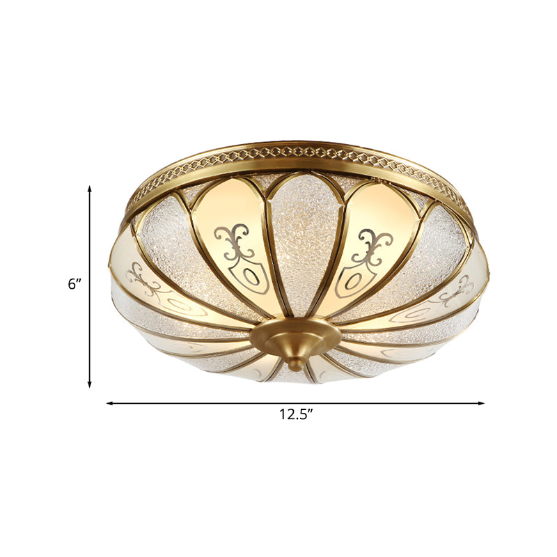 Lotus Frosted Glass Flush Mount Ceiling Light Fixture - Colonial Design, Gold Finish - 3/4/5 Heads - Ideal for Bedrooms
