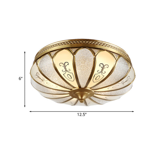 Lotus Frosted Glass Flush Mount Ceiling Light Fixture - Colonial Design, Gold Finish - 3/4/5 Heads - Ideal for Bedrooms