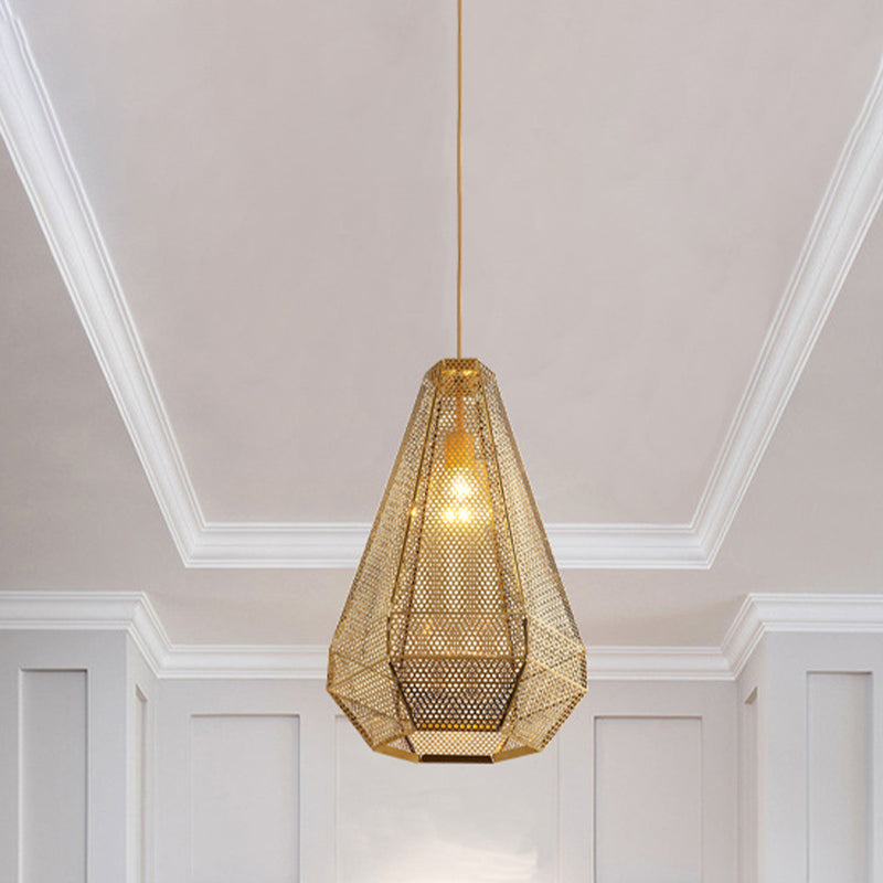 Gold Colonial Diamond Suspension Pendant Light With Stainless Steel Down Lighting