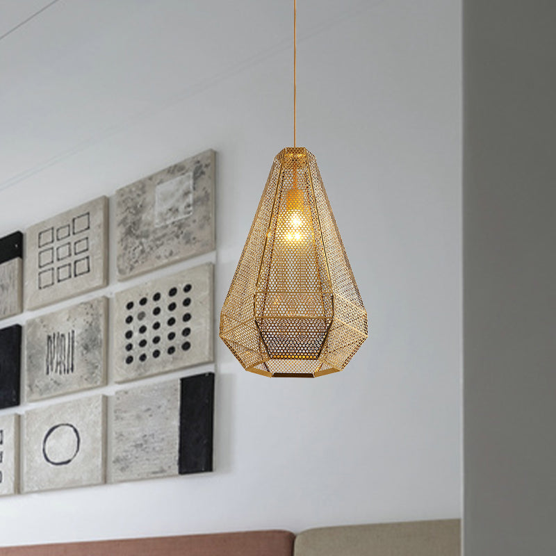 Gold Colonial Diamond Suspension Pendant Light With Stainless Steel Down Lighting