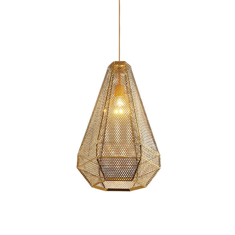 Gold Colonial Diamond Suspension Pendant Light With Stainless Steel Down Lighting