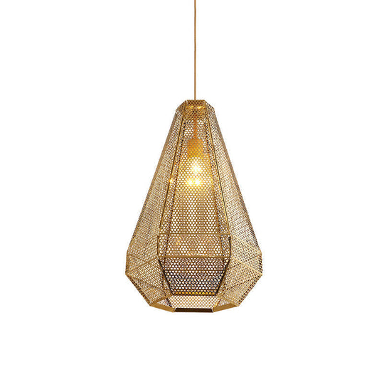 Gold Colonial Diamond Suspension Pendant Light With Stainless Steel Down Lighting
