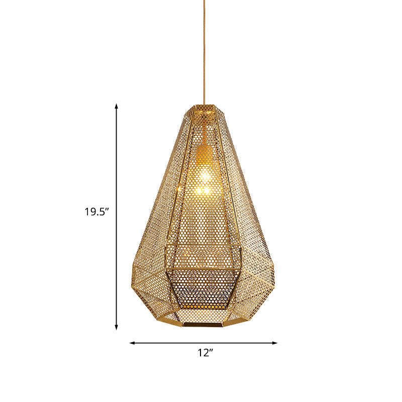 Gold Colonial Diamond Suspension Pendant Light With Stainless Steel Down Lighting
