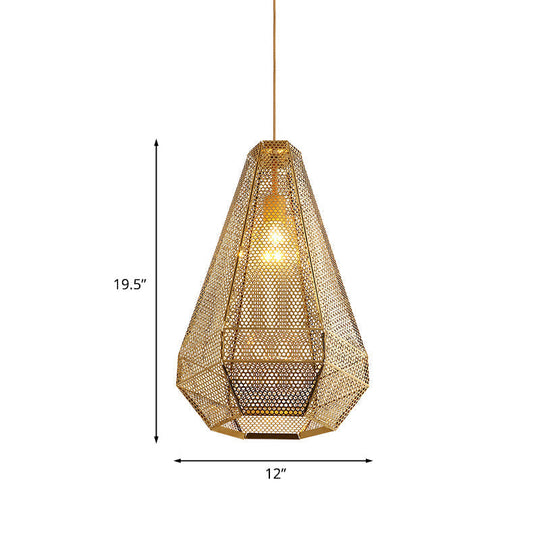 Gold Colonial Diamond Suspension Pendant Light With Stainless Steel Down Lighting