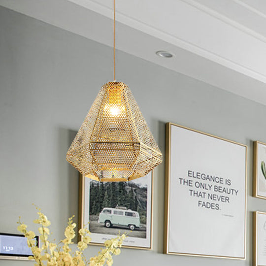 Gold Colonial Diamond Suspension Pendant Light With Stainless Steel Down Lighting