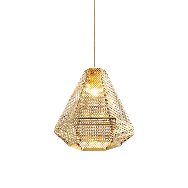 Gold Colonial Diamond Suspension Pendant Light With Stainless Steel Down Lighting