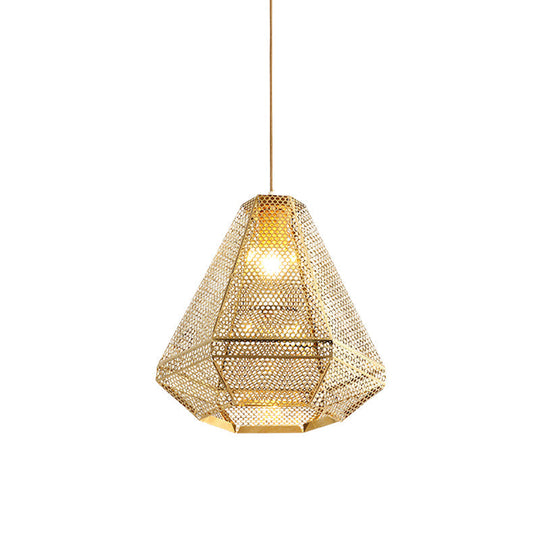 Gold Colonial Diamond Suspension Pendant Light With Stainless Steel Down Lighting