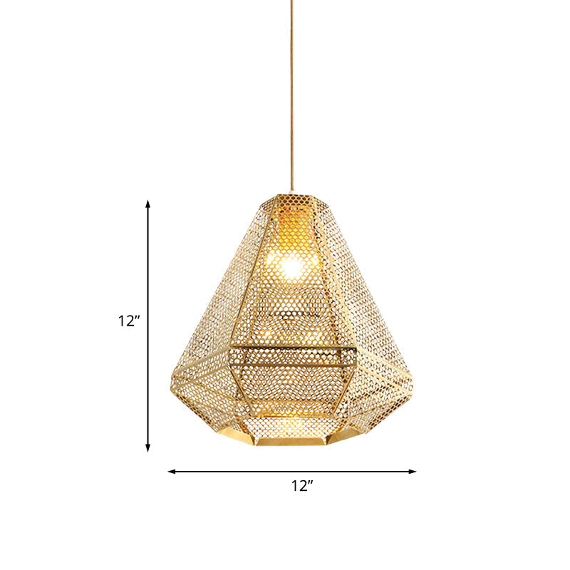 Gold Colonial Diamond Suspension Pendant Light With Stainless Steel Down Lighting