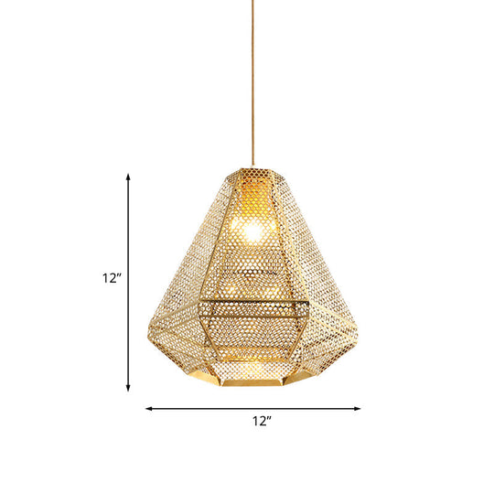 Gold Colonial Diamond Suspension Pendant Light With Stainless Steel Down Lighting