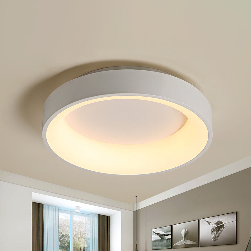 Simple Acrylic Round Flush Mount LED Ceiling Fixture, 16/19.5 Inch, White/Grey, Hollow Design, Warm/White Light