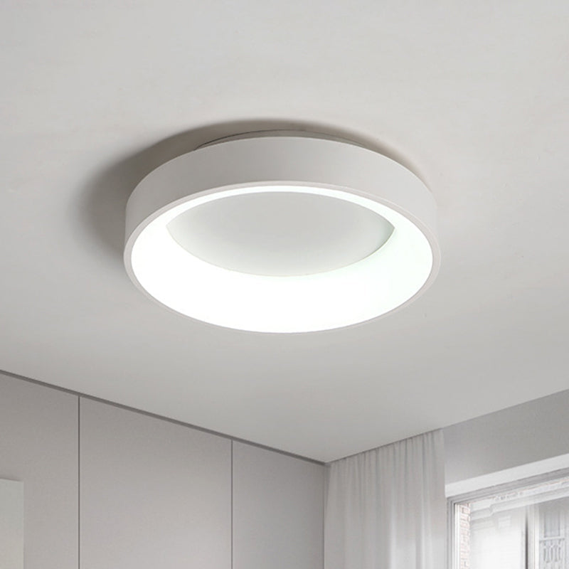 Simple Acrylic Round Flush Mount LED Ceiling Fixture, 16/19.5 Inch, White/Grey, Hollow Design, Warm/White Light
