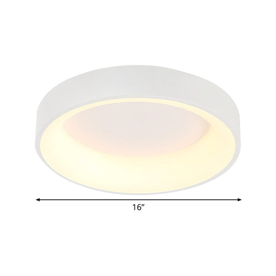Simple Acrylic Round Flush Mount LED Ceiling Fixture, 16/19.5 Inch, White/Grey, Hollow Design, Warm/White Light