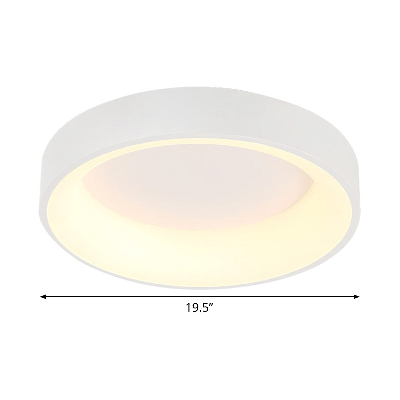 Simple Acrylic Round Flush Mount LED Ceiling Fixture, 16/19.5 Inch, White/Grey, Hollow Design, Warm/White Light