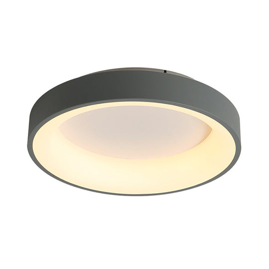 Simple Acrylic Round Flush Mount LED Ceiling Fixture, 16/19.5 Inch, White/Grey, Hollow Design, Warm/White Light