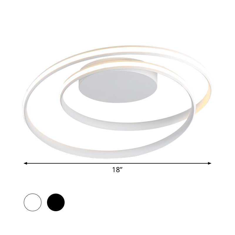 Led Twist Flush Mount Ceiling Light In Simplicity Black/White Aluminum Housing - Warm/White/3 Color