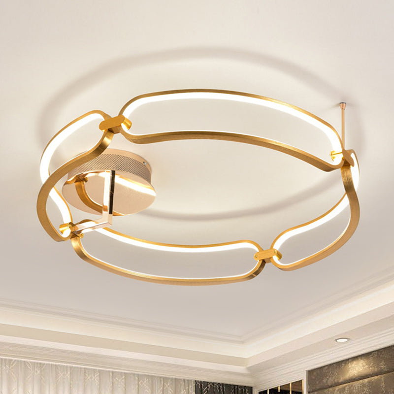 Modernist Aluminum Flush Mount LED Light in Gold - 18"/23.5" Wide - for Dining Room Ceiling