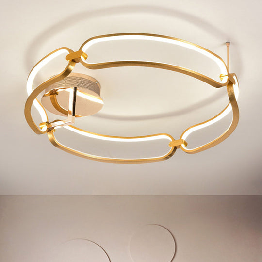 Modernist Aluminum Flush Mount LED Light in Gold - 18"/23.5" Wide - for Dining Room Ceiling