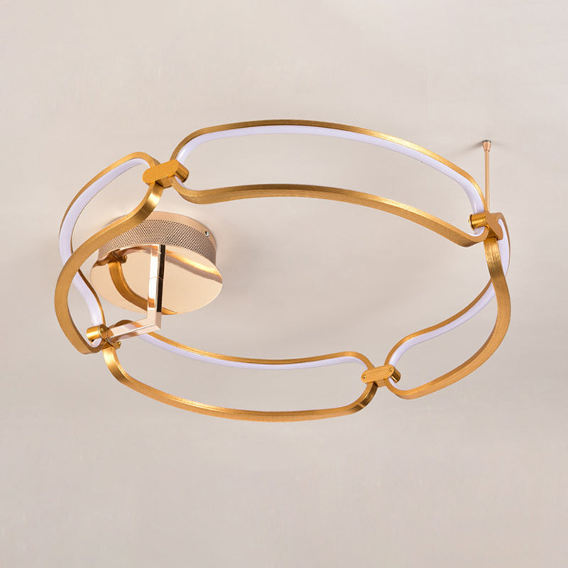 Modernist Aluminum Flush Mount LED Light in Gold - 18"/23.5" Wide - for Dining Room Ceiling