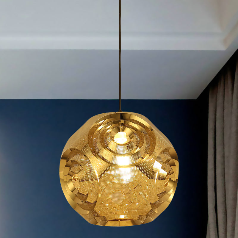 Sleek Stainless Steel Sphere Pendant Lamp Colonial 1-Head Suspension Light (11/15 W) In