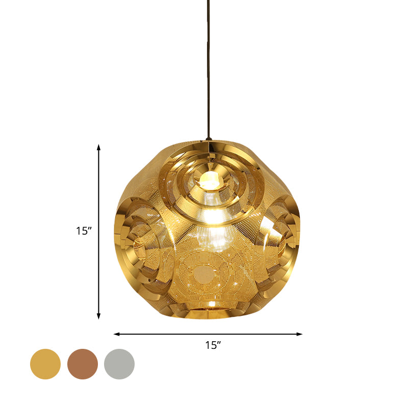 Sleek Stainless Steel Sphere Pendant Lamp Colonial 1-Head Suspension Light (11/15 W) In
