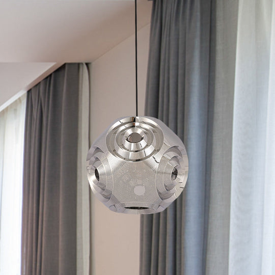 Sleek Stainless Steel Sphere Pendant Lamp Colonial 1-Head Suspension Light (11/15 W) In