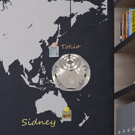 Sleek Stainless Steel Sphere Pendant Lamp Colonial 1-Head Suspension Light (11/15 W) In