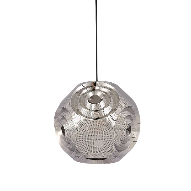 Sleek Stainless Steel Sphere Pendant Lamp Colonial 1-Head Suspension Light (11/15 W) In