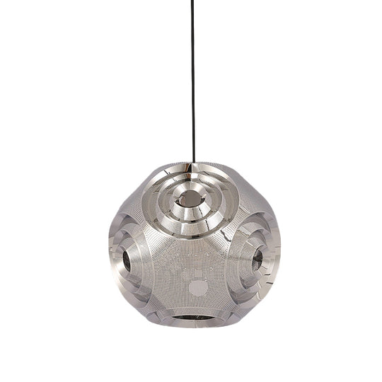 Sleek Stainless Steel Sphere Pendant Lamp Colonial 1-Head Suspension Light (11/15 W) In