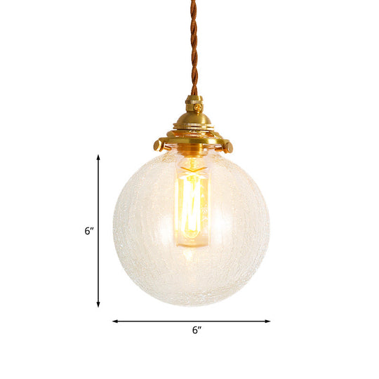 Golden Clear Crackle Glass 1-Light Ceiling Lamp For Bedroom