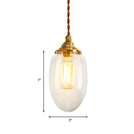 Golden Clear Crackle Glass 1-Light Ceiling Lamp For Bedroom