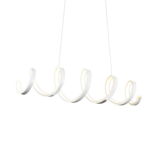 Lustre LED moderne en acrylique blanc spiralé - Éclairage chaud/blanc/naturel pour salle à manger
