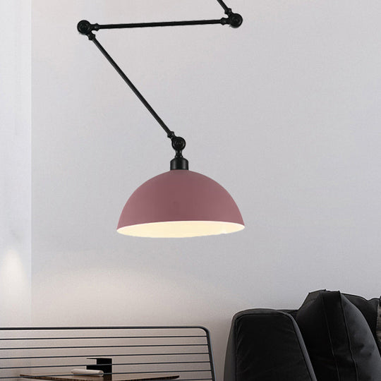 Macaron Iron Swing Arm Suspension Pendant Light with Green/Red Bowl Shade - Perfect for Dining Tables