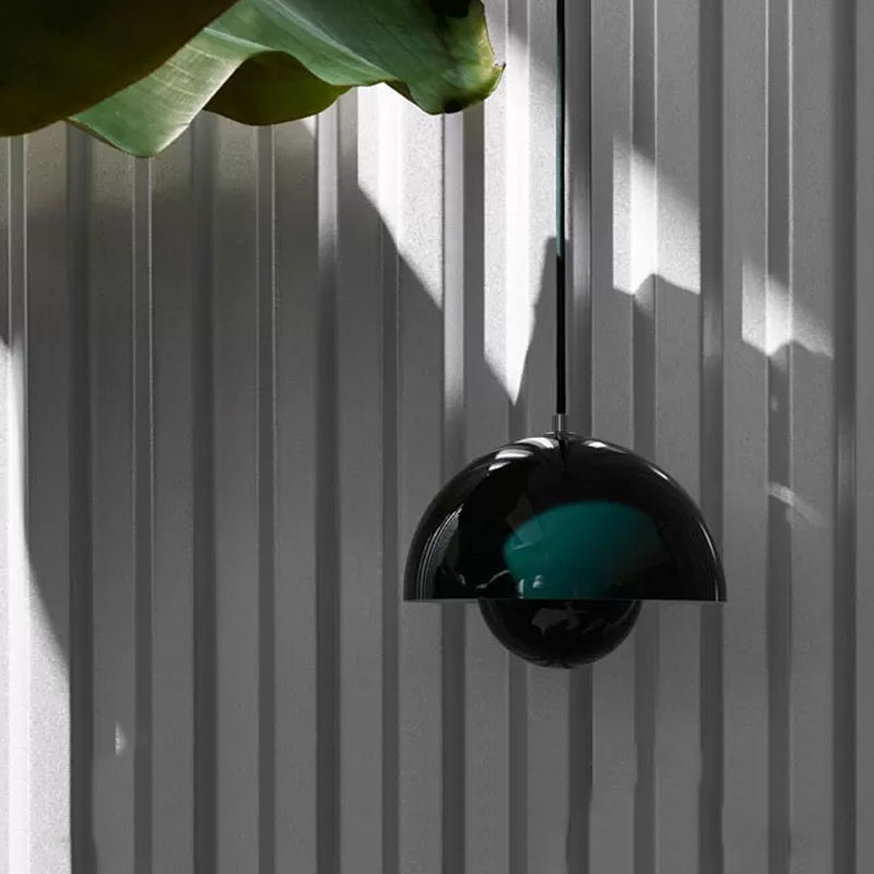 Macaron Dome Pendant Light With Inner Capsule Diffuser - Iron Finish 1 Head In Pink/Green/Yellow