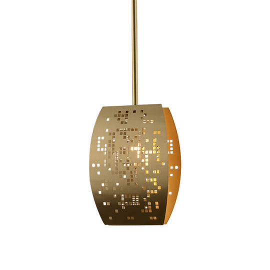 Curvy Gold Cutout Metal Pendant: Stylish Study Room Ceiling Light