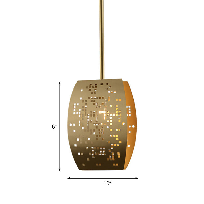 Curvy Gold Cutout Metal Pendant: Stylish Study Room Ceiling Light