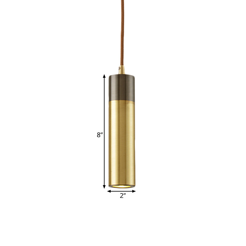 Modern Brass-Black 1-Light Metal Hanging Light Kit for Beer Bar Column Pendant